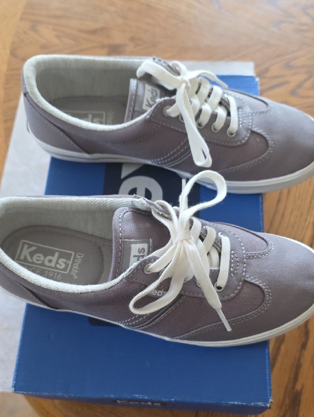 Keds Lavender/Taupe Canvas Lace-Up Kids Sneakers